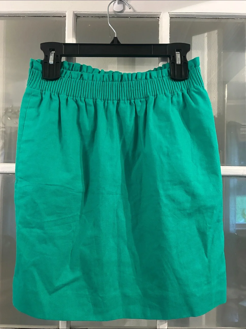 J. Crew Teal Linen Elastic-Waist Mini Skirt